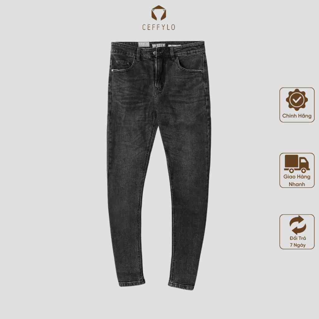 [Mã BMLTB200 giảm đến 100K đơn 499K] Quần Jeans trơn Xám nam form slimfit trơn CEFFYLO chất Jean thun co giãn nhẹ