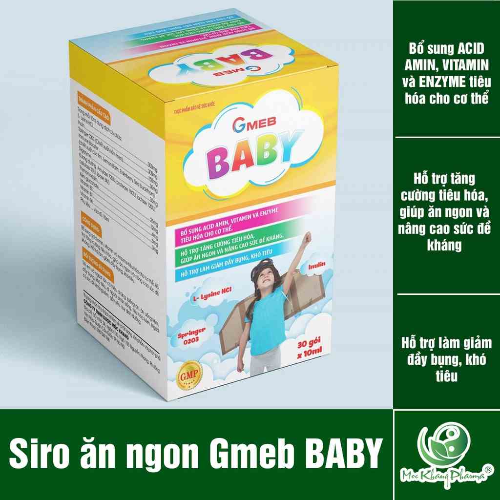 Gmeb Baby Giúp Bé Tăng Cường Tiêu Hoá Tốt, Giúp Ăn Ngon, Giảm Đầy Bụng, Khó Tiêu 30 Gói (10ml/Gói)