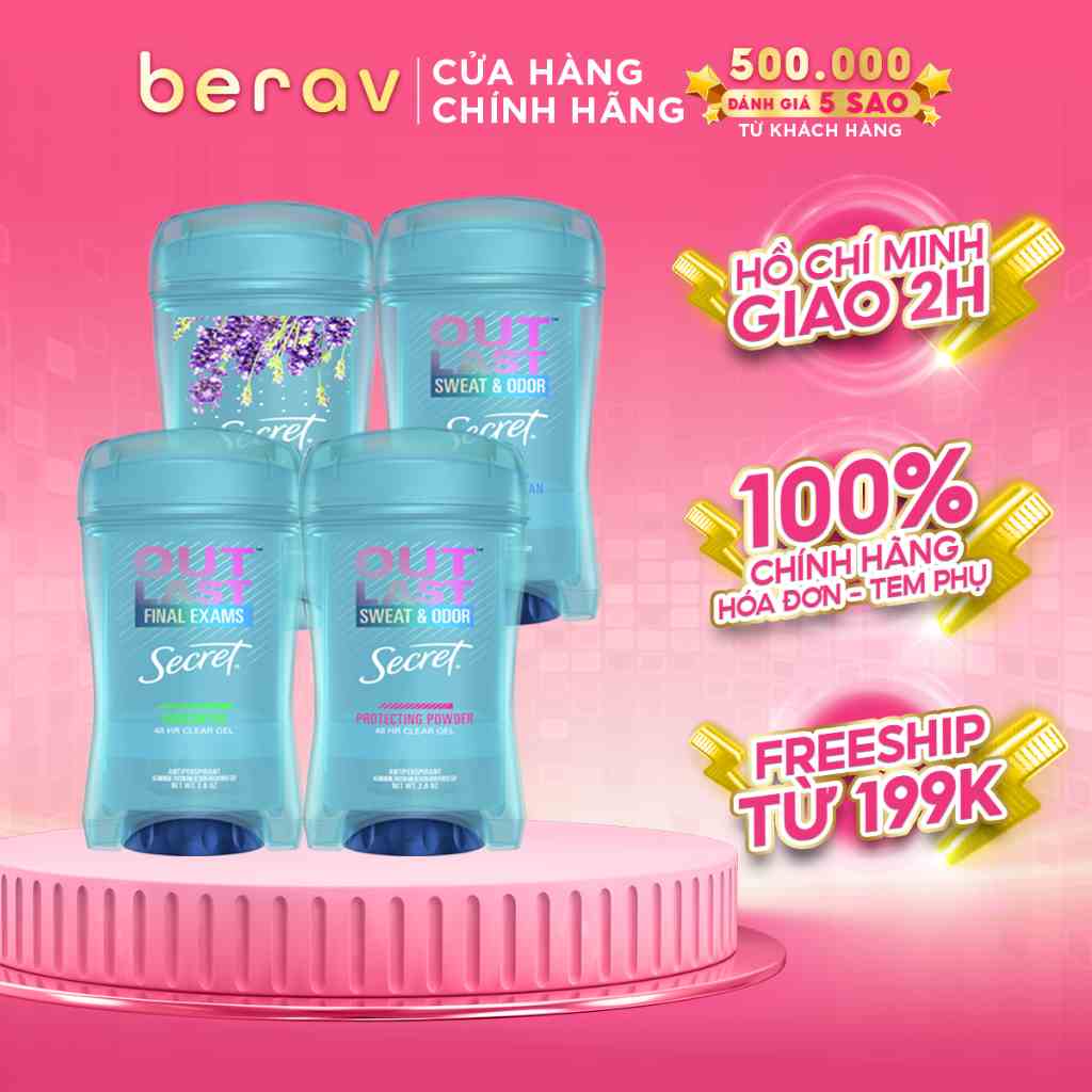 Lăn Khử Mùi Dạng Gel Ngăn tiết mồ hôi và Khử mùi Secret nhiều mùi hương 73g