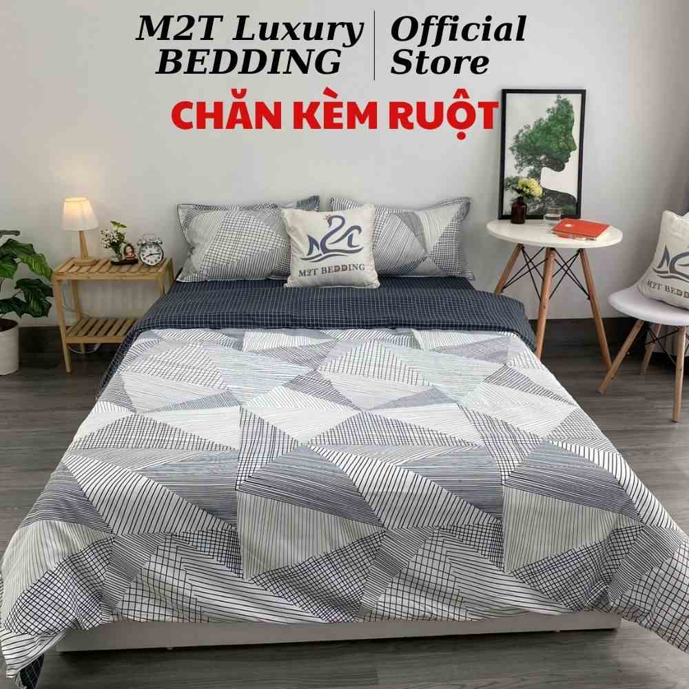 [LIFEM2157 -80K từ 250K] Bộ chăn ga gối Cotton 3D M2T BEDDIND Luxury chăn chần bông thông minh drap giường - CTM Kẻ Lưới