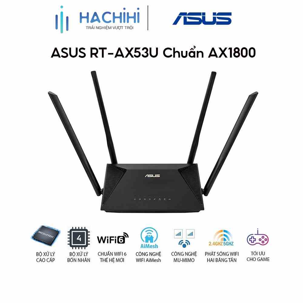 Router ASUS RT-AX53U Chuẩn AX1800 Băng tần kép