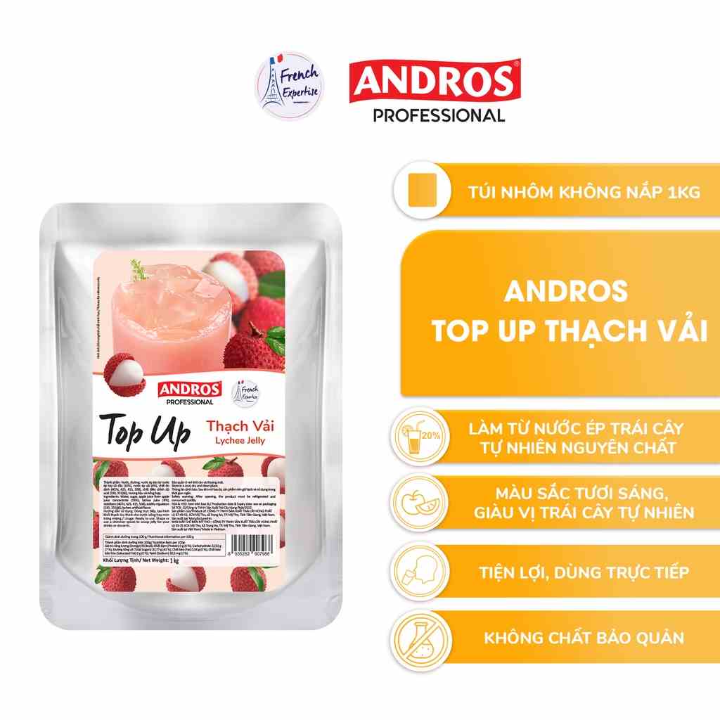 Thạch Vải - Không Chất Bảo Quản - ANDROS TOP UP - 1 KG