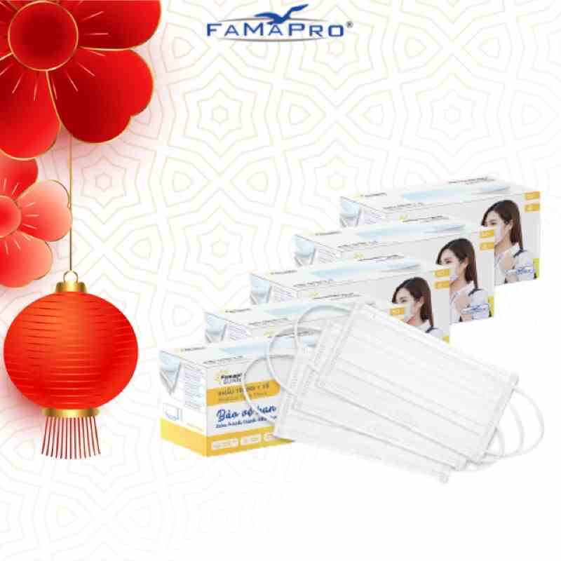 [SUNNY COMBO 5 HỘP 50 CÁI] Khẩu trang y tế kháng khuẩn 4 lớp Famapro Sunny (50 cái/ hộp)