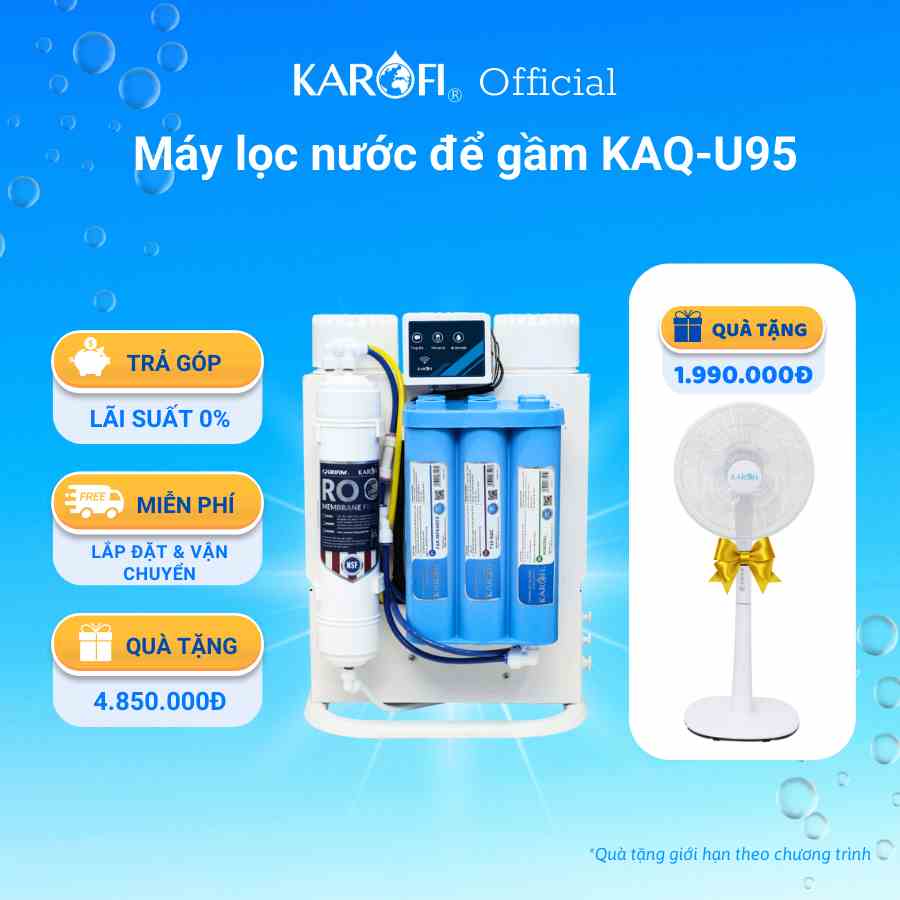 Máy lọc nước sạch để gầm không tủ 10 lõi lọc Karofi KAQ-U05/ U95 - Bảo hành 36 tháng