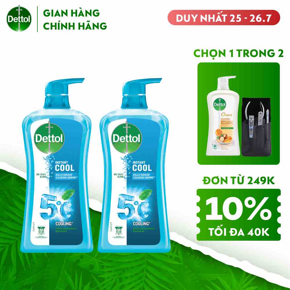 Combo 2 chai sữa tắm Dettol mát lạnh tức thì - Chai 950g