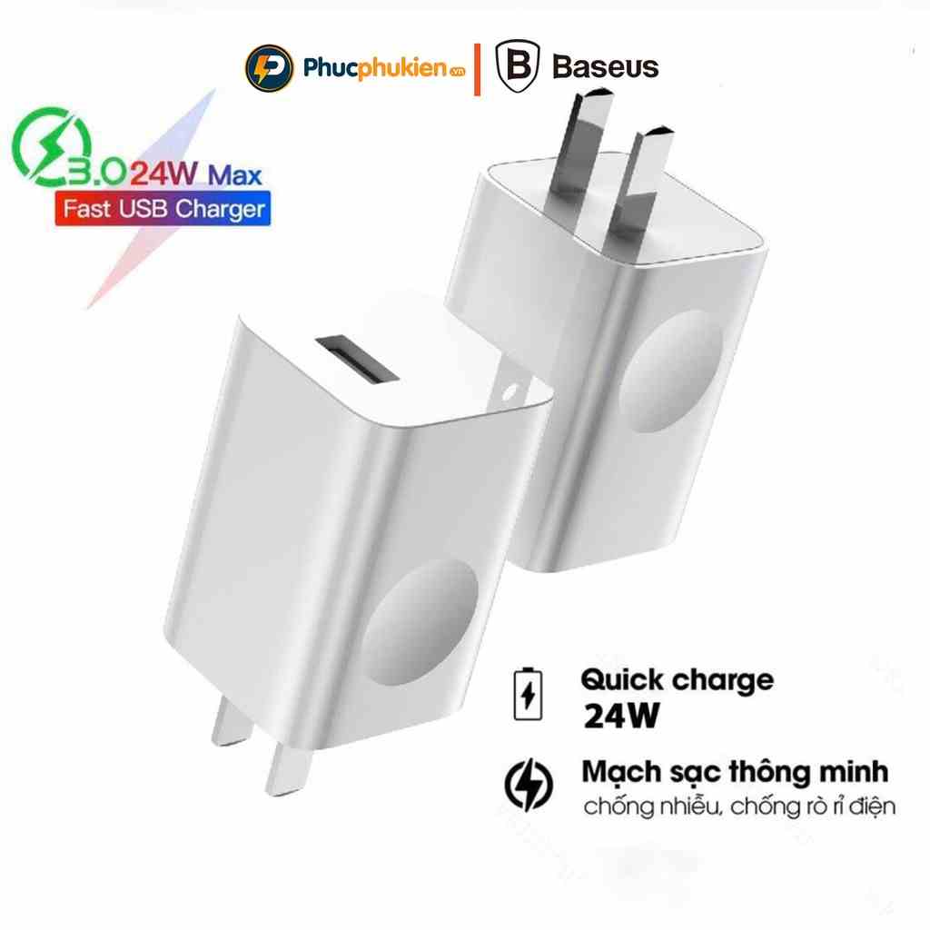 Củ sạc nhanh 24w chính hãng Baseus mini AX02 sạc nhanh QC 3.0 24w cho Samsung Xiaomi Huawei OPPO  Phúc phụ Kiện