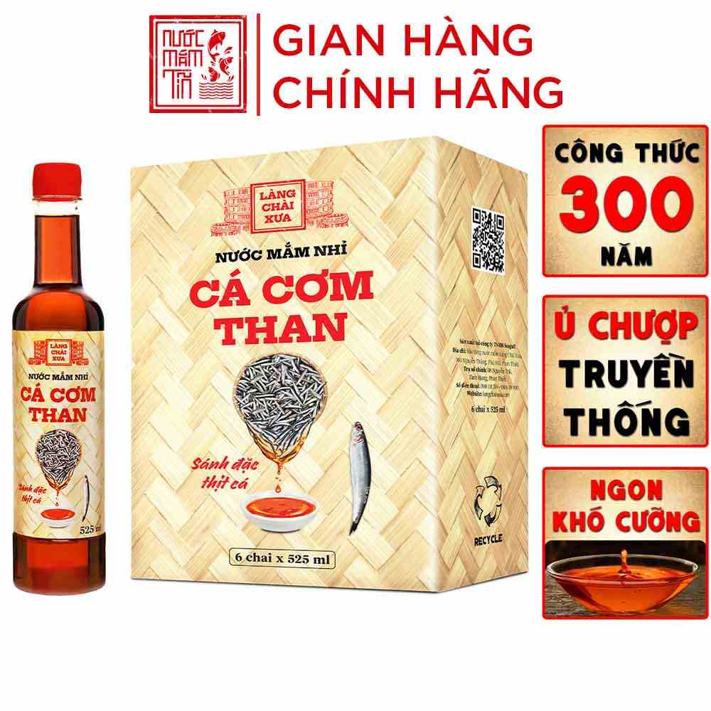 [Date mới] Nước mắm nhỉ cá cơm than Làng Chài Xưa 525ml (01 chai) sánh đặc thịt cá 300 năm truyền thống