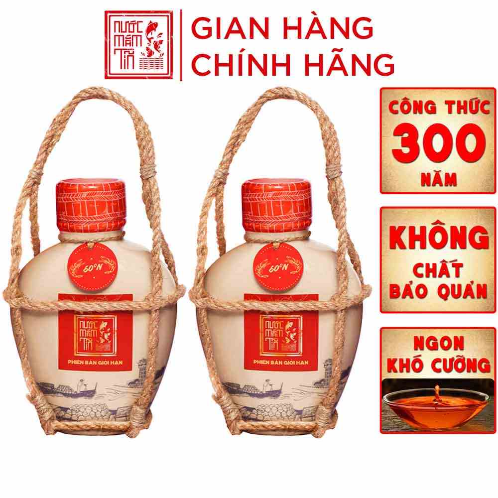 COMBO 2 BÌNH Nước mắm Tôm Biển Truyền Thống 60N đạm - Nước mắm Tĩn - 500ml/bình Thơm Ngon Hảo Hạng Không Chất Bảo Quản