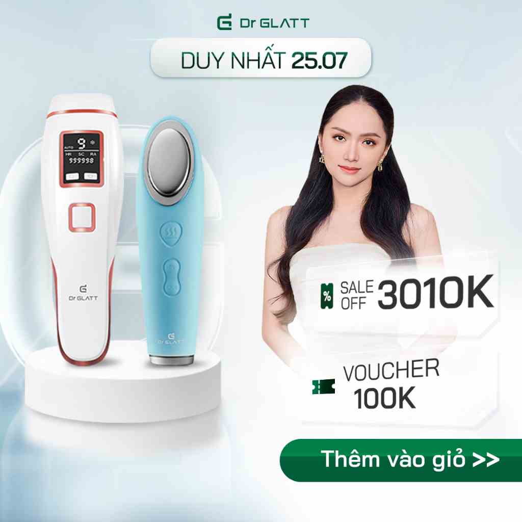 Set máy triệt lông mini đa năng và máy rửa mặt - triệt lông vĩnh viễn, trị mụn, tẩy trang, massage mắt DR GLATT