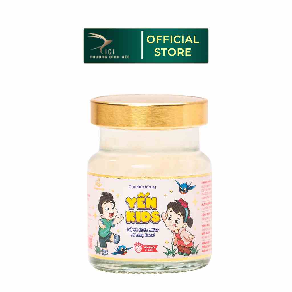 Yến Sào Cho Bé Kids Dâu CiCi Thượng Đỉnh Yến hũ 70ml 30% tổ yến nguyên chất giúp trẻ ăn ngon phát triển toàn diện