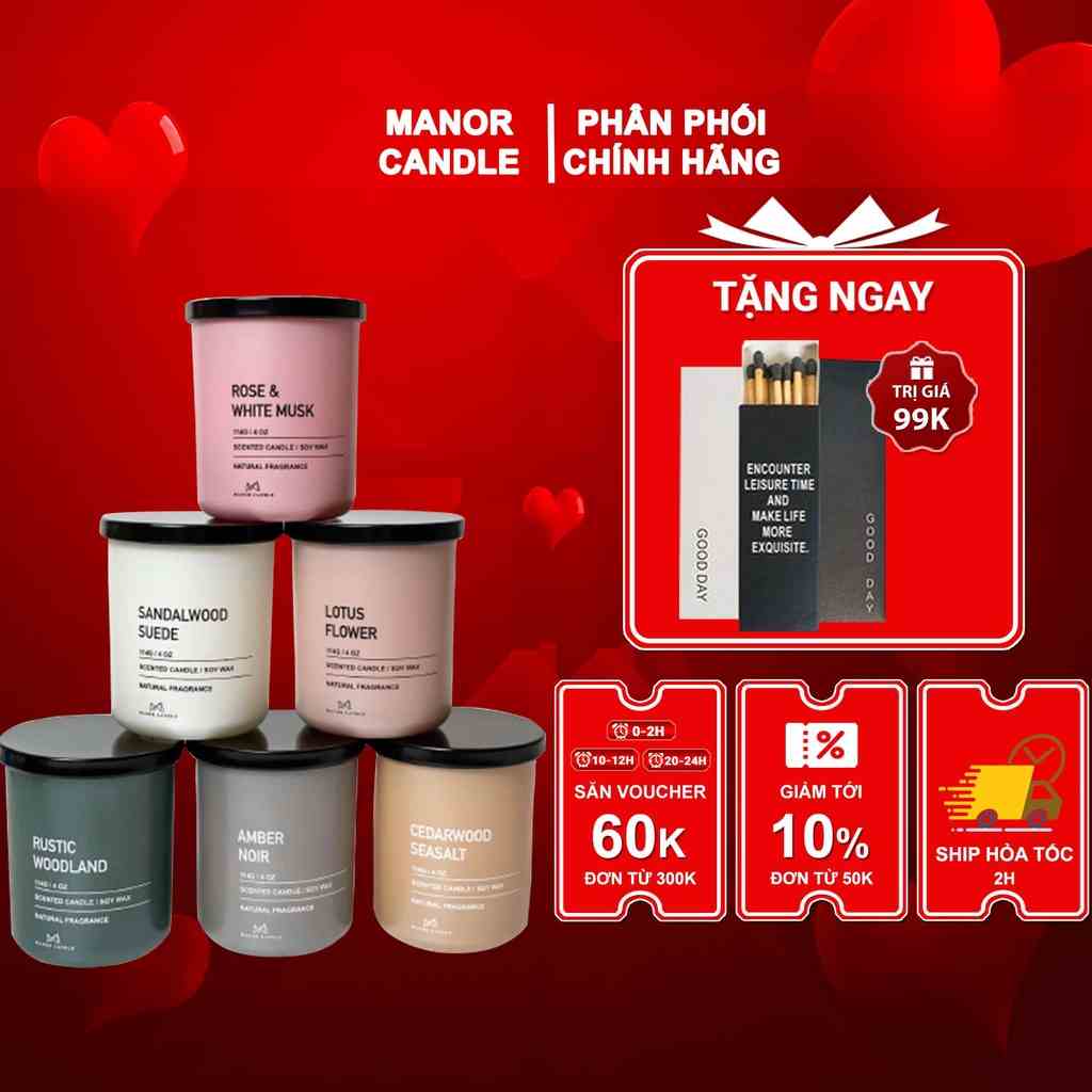 Nến Thơm Phòng MANOR CANDLE Cao Cấp, Không Khói An Toàn 120g 1 Bấc, Manor Candle