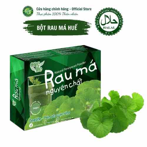 Halal Bột Rau Má Sấy Lạnh ONELIFE - Hộp 50 gói hòa tan uống liền nguyên chất, giảm cân, không đường