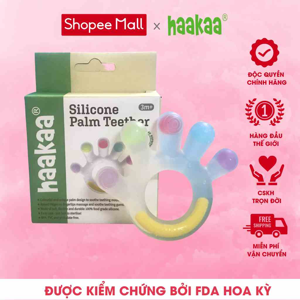 [Mã BMLT35] Gặm nướu cho bé hình bàn tay Haakaa. Chất liệu silicone cao cấp, an toàn. Không chứa BPA, PVC và phthalate