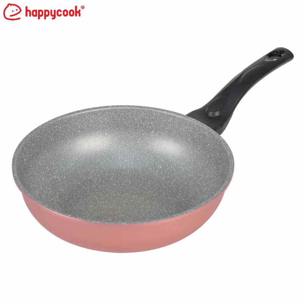 [Mã BMLTB200 giảm đến 100K đơn 499K] Chảo sâu vân đá đáy từ Happy Cook Aura 24cm AWP-24IH