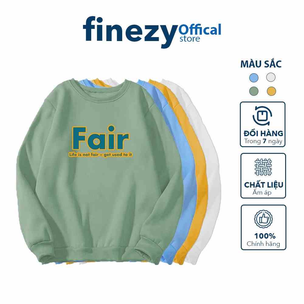 Áo Sweater nam nữ Finezy Unisex form rộng, vải nỉ bông dày dặn, phong cách oversize Fair