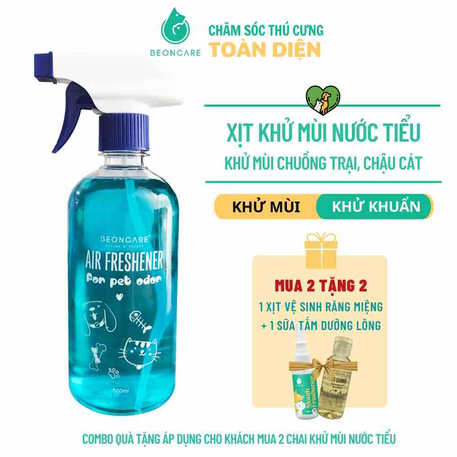 Xịt khử mùi nước tiểu, khử mùi chậu cát chó mèo Beoncare giúp khử tận gốc mùi hôi khai, hỗ trợ pet đi vệ sinh đúng chỗ