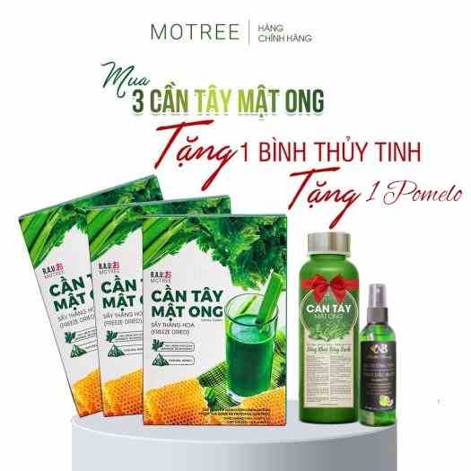 (CHỈ TẶNG POMELO) COMBO 3 Hộp Bột Cần Tây Mật Ong Motree Mẫu Mới Giúp Giảm Cân Hết Mụn Sáng Da Đẹp Dáng Đào Thải Mỡ Thừa