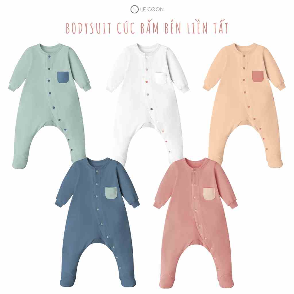 [Mã BMLT30 giảm đến 30K đơn 299K] LE COON | Bodysuit Cúc Bấm Bên Liền Tất | COMFY | 0-12 tháng