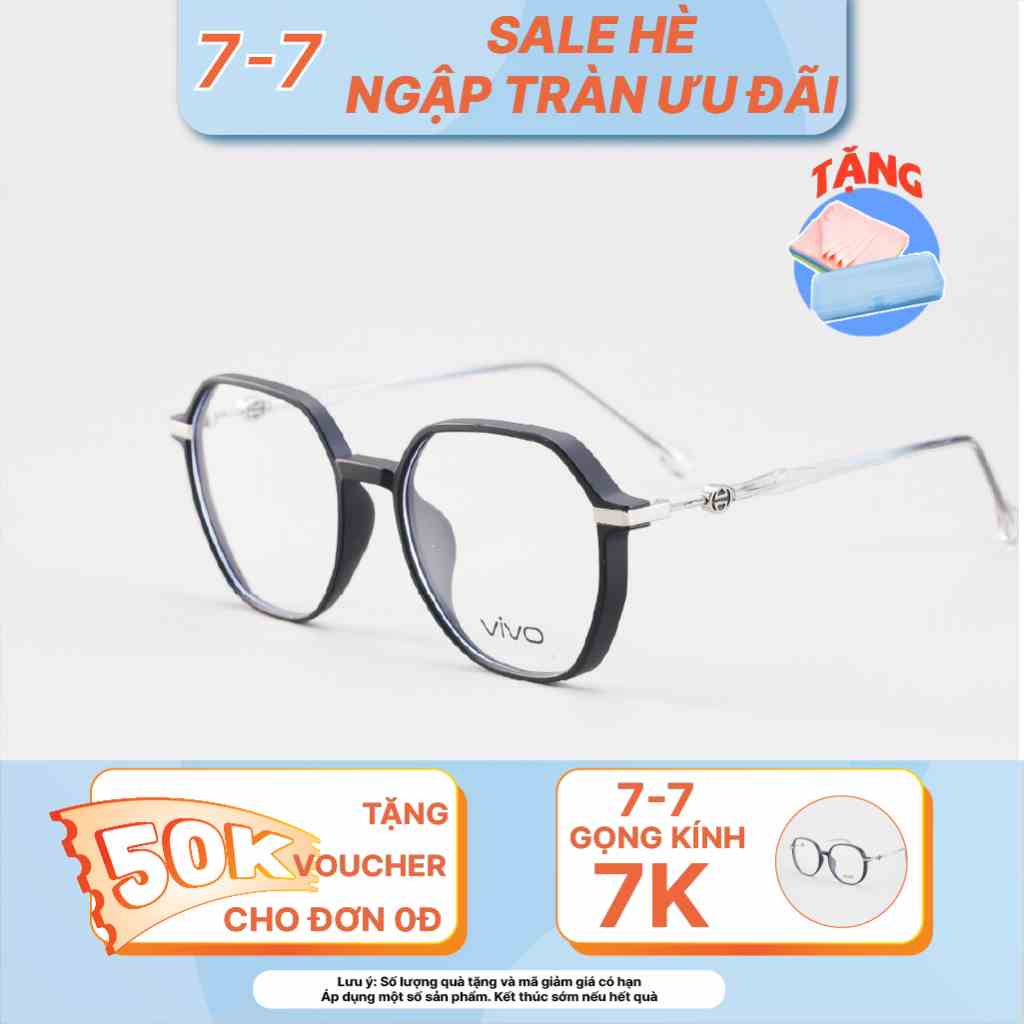 Gọng kính mắt Lục giác LB Eyewear UV 82 741 Nhựa mềm - Đen, hồng, cam, trong suốt, xám, tím