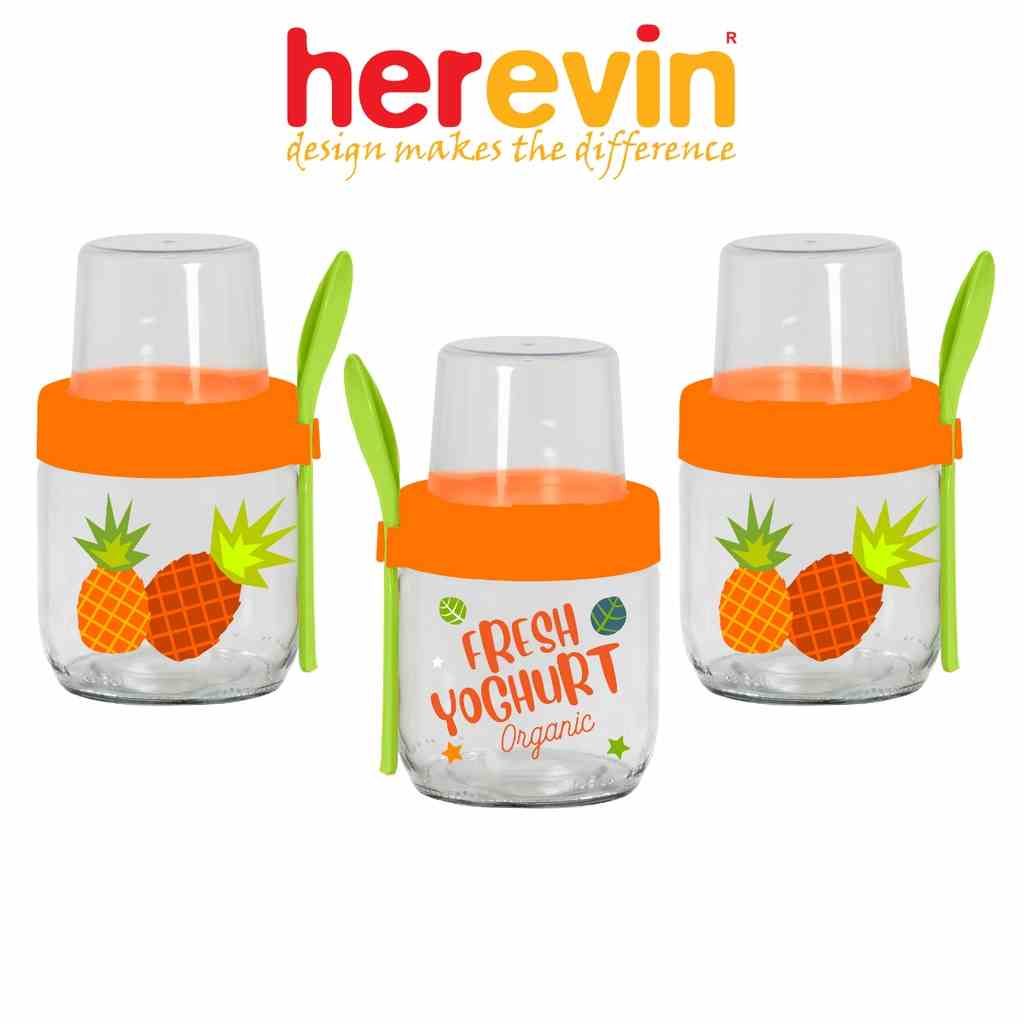 [Mã BMLTA35 giảm đến 35K đơn 99K] Bộ 3 Hũ Yogurt Thuỷ Tinh Herevin 425ml - HEHU131615-802 [GIAO MÀU NGẪU NHIÊN]