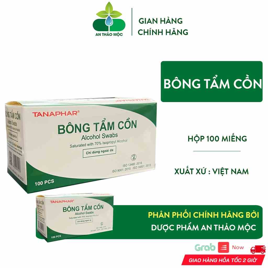 Bông Tẩm Cồn Tanaphar Làm Sạch Khử Trùng Da Hộp 100 Miếng