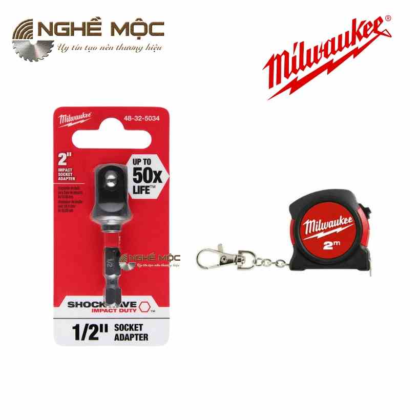 Combo Thước 2m, đầu chuyển 1/2inch MILWAUKEE