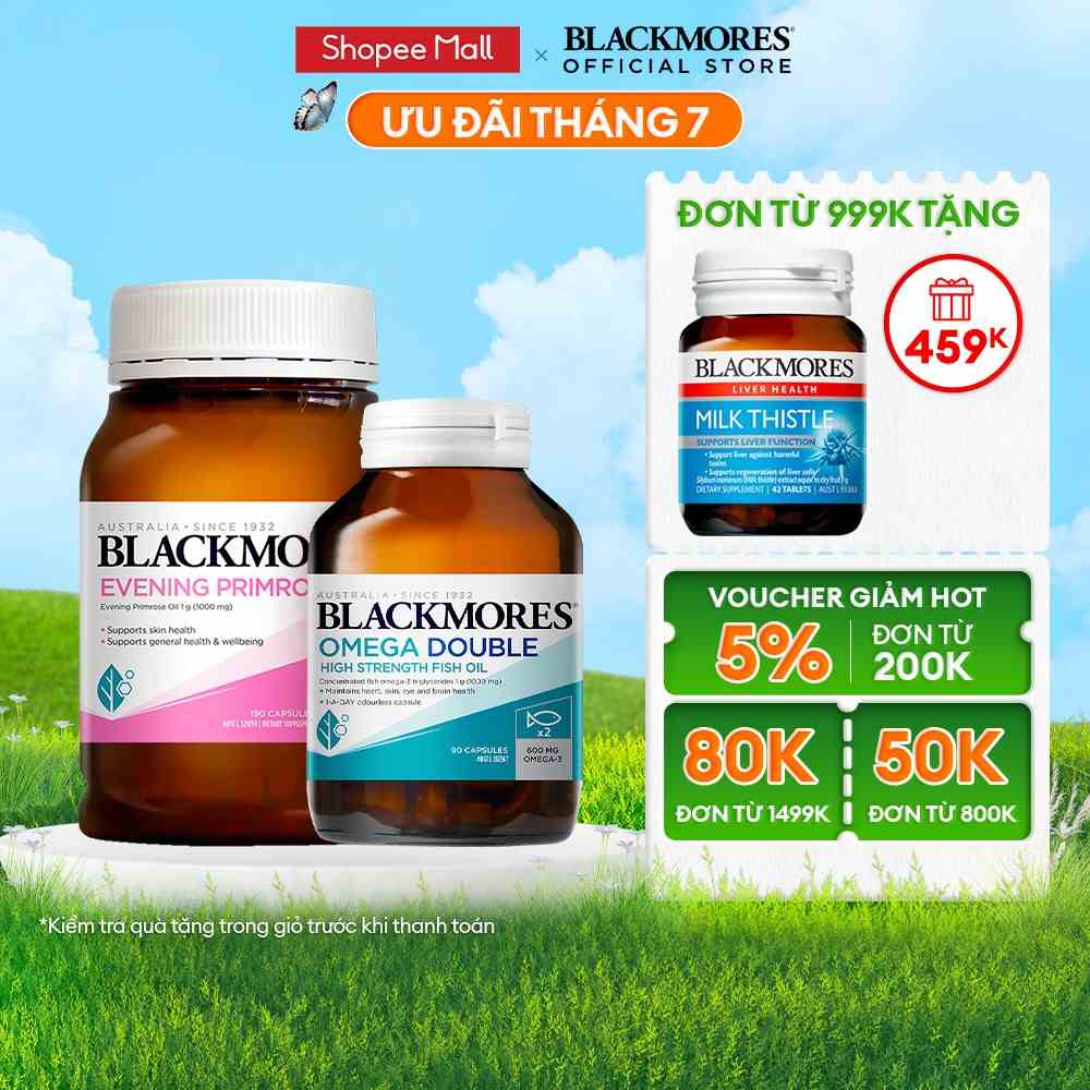 Combo Tinh Dầu Hoa Anh Thảo Blackmores Evening Primrose Oil và Viên Uống Dầu Cá Blackmores Double Omega High Strength