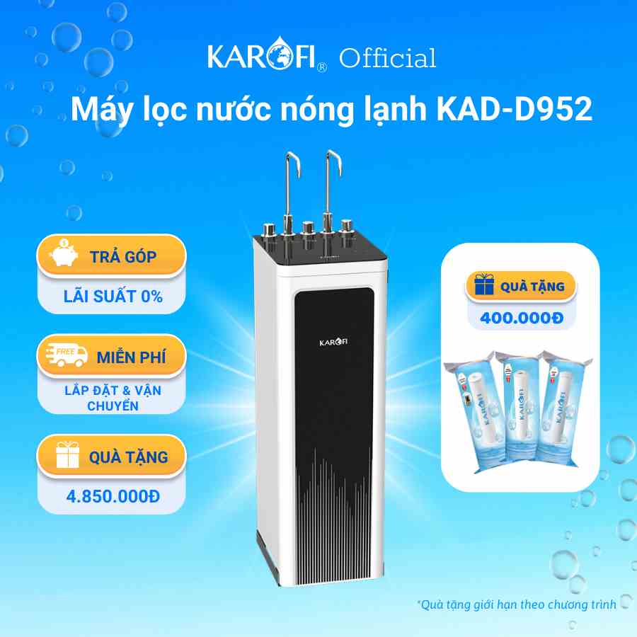 Máy lọc nước nóng lạnh 10 lõi Karofi KAD - D952 màng RO chuẩn Mỹ công nghệ Smax - Bảo hành 36 tháng