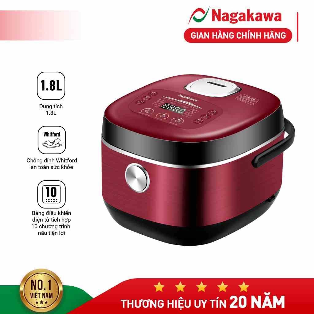 [Mã ELHA22 giảm 6% đơn 300K] Nồi cơm điện tử 1.8L Nagakawa NAG0135