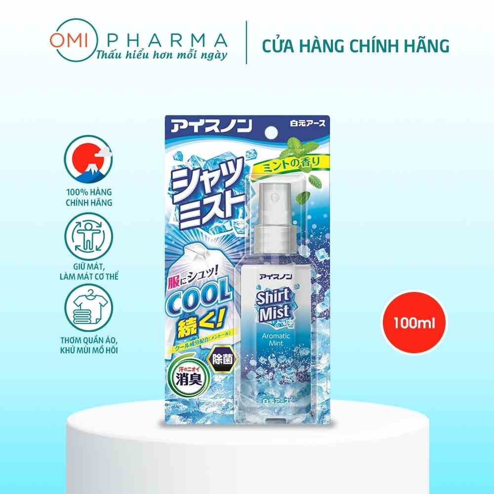 Xịt Lạnh Quần Áo Làm Mát Cơ Thể Hakugen Nhật Bản Hương Bạc Hà Mát Lạnh 100ml