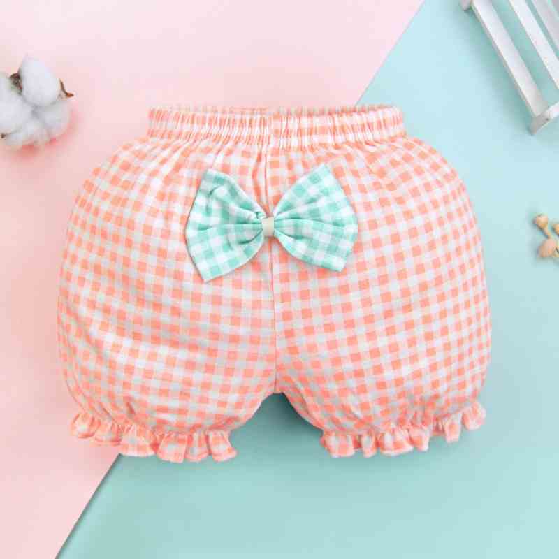 Quần tã LUCKY BIG CAT bằng cotton họa tiết sọc caro màu hồng cho bé trai và bé gái 0-4 tuổi