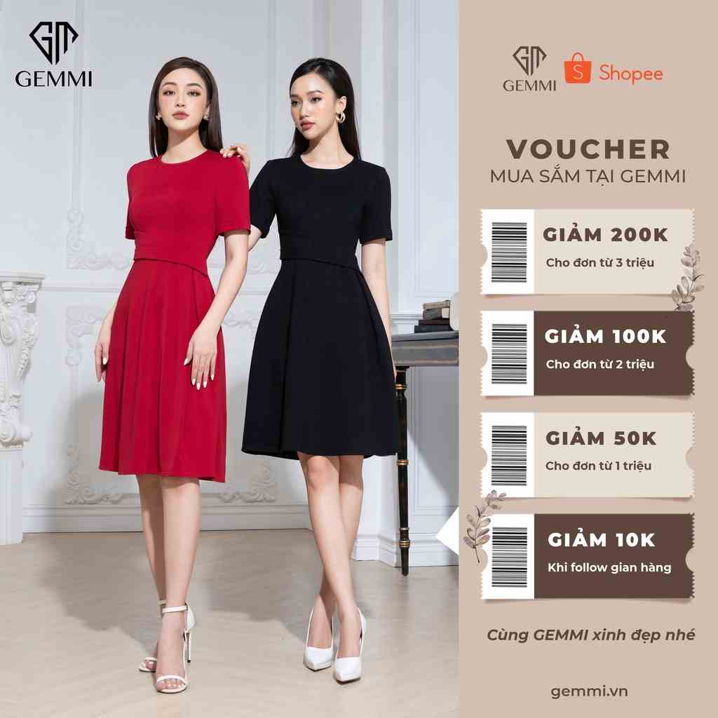 Váy đầm nữ công sở thiết kế dáng xòe Gemmi fashion, DK8496