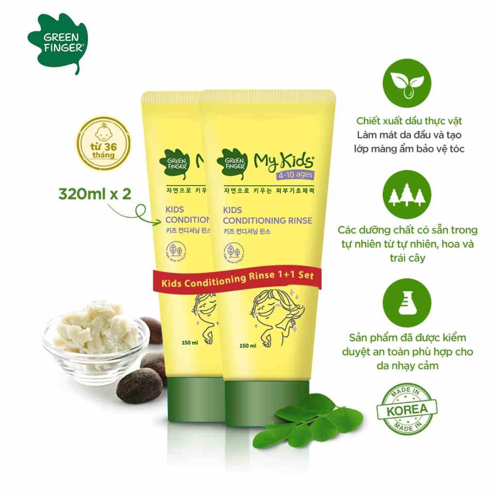 Combo 2 chai Dầu Xả Tóc Dành Cho Trẻ Em GREENFINGER MY KIDS CONDITIONING RINSE 160ml