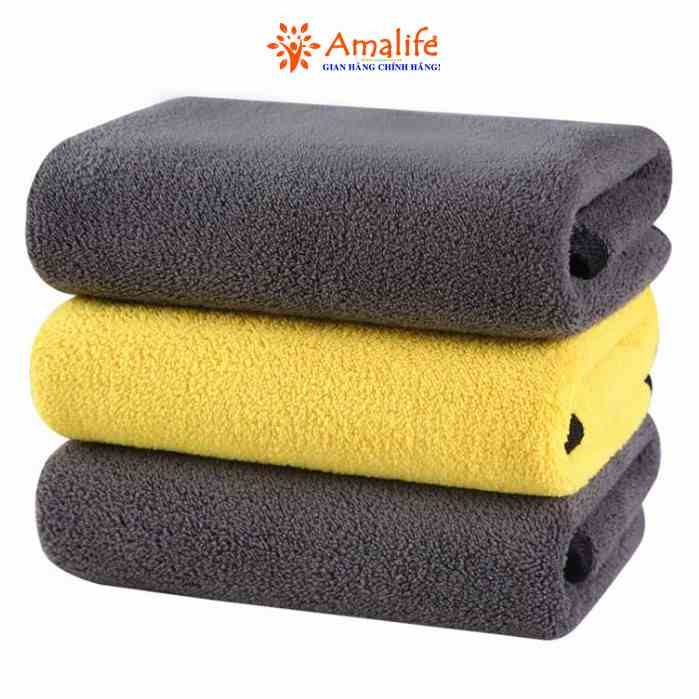 Khăn Lau Xe Ô Tô Loại To Khổ 60x30CM Microfiber Chuyên Dùng Đa Năng Siêu Thấm, Dày - Size Cỡ Đại Chính Hãng Amalife