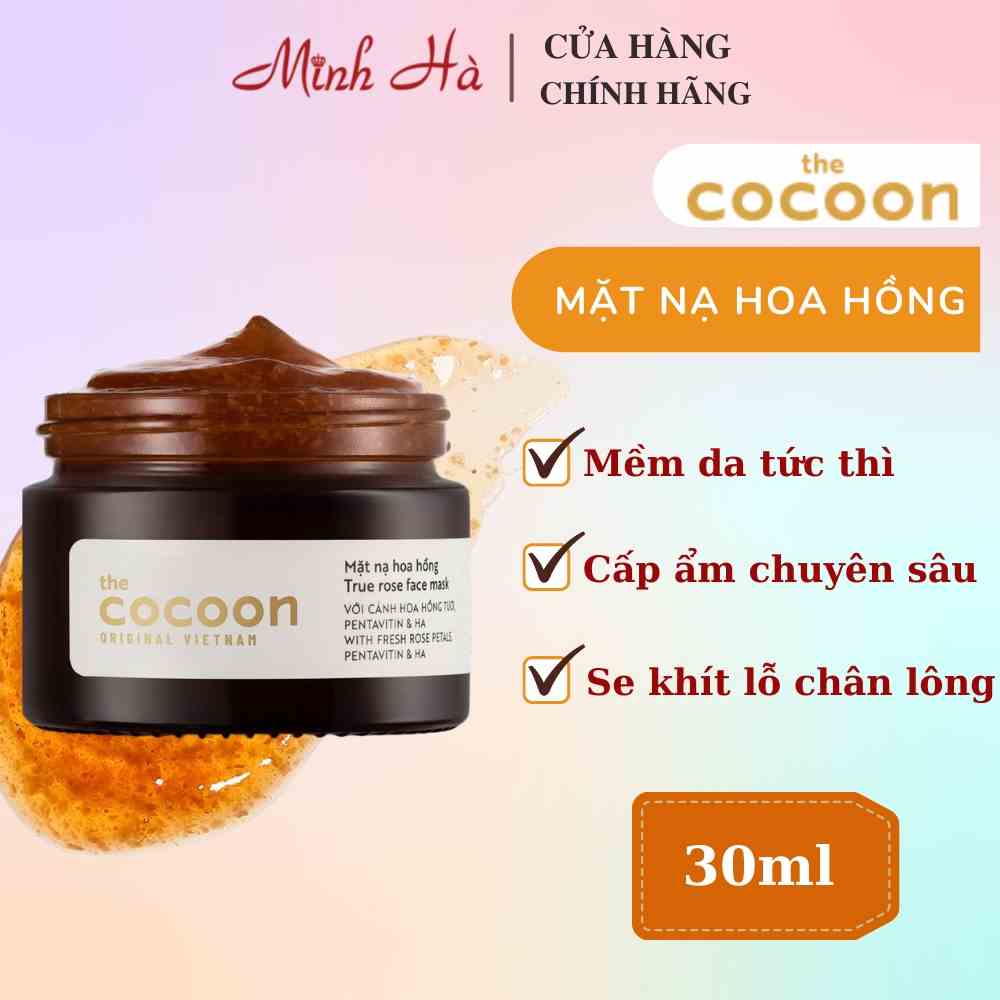 Mặt nạ hoa hồng Cocoon True Rose Face Mask 30ml từ cánh hoa hồng giúp da mịn màng