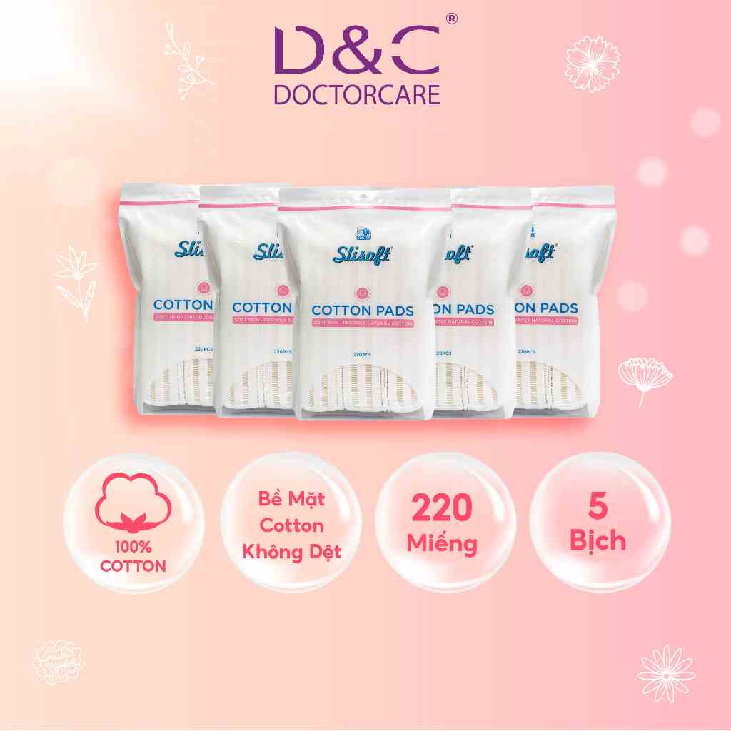 Combo bông tẩy trang Slisoft cotton không dệt, mềm mịn an toàn cho da