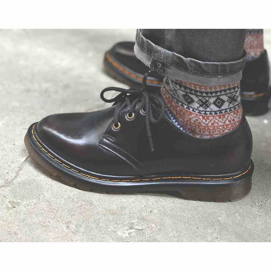 [Mã BMLTB200 giảm đến 100K đơn 499K] Giày nam da bò cao cấp dr.martens 1461 MAD Shoes Đen Bẻ Đỏ