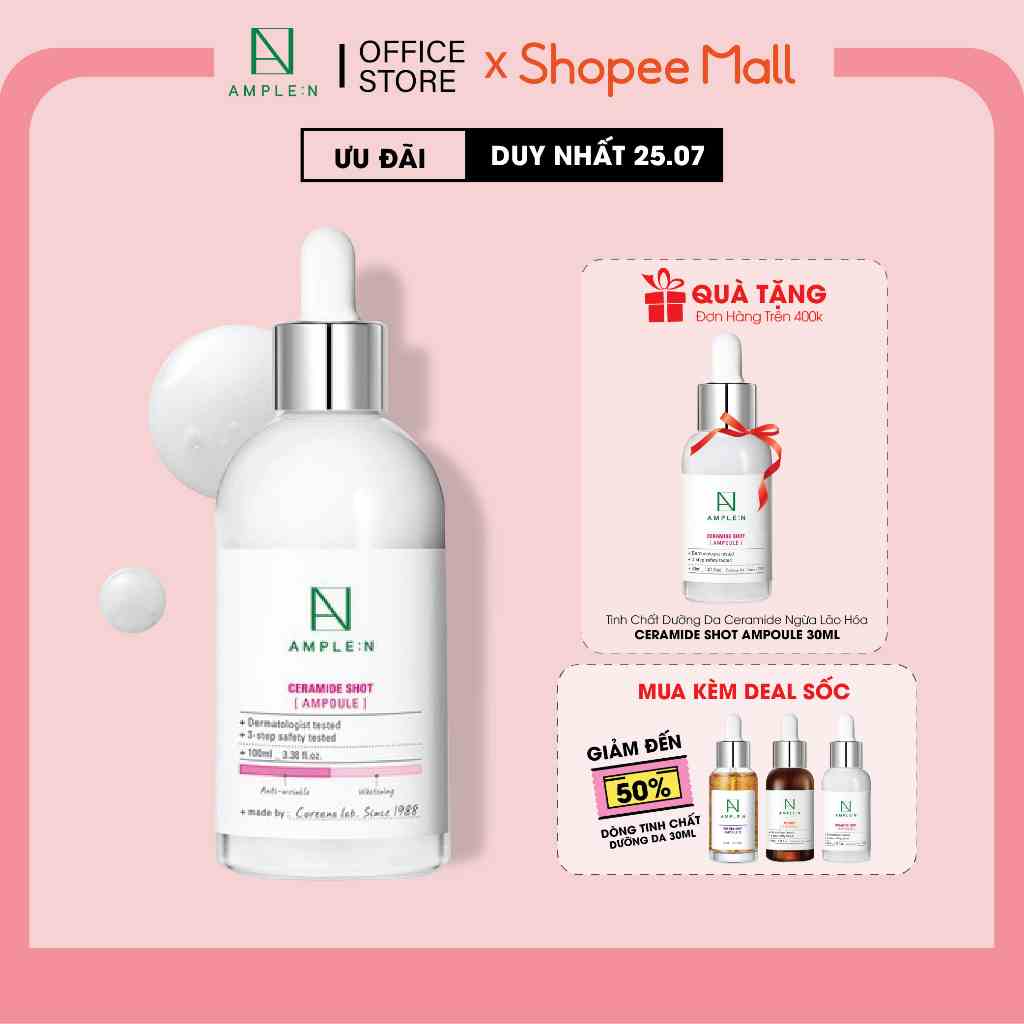 [Mã BMLTA35 giảm đến 35K đơn 99K] Tinh Chất Dưỡng Da Ceramide Ngừa Lão Hóa AMPLE:N Ceramide Shot Ampoule