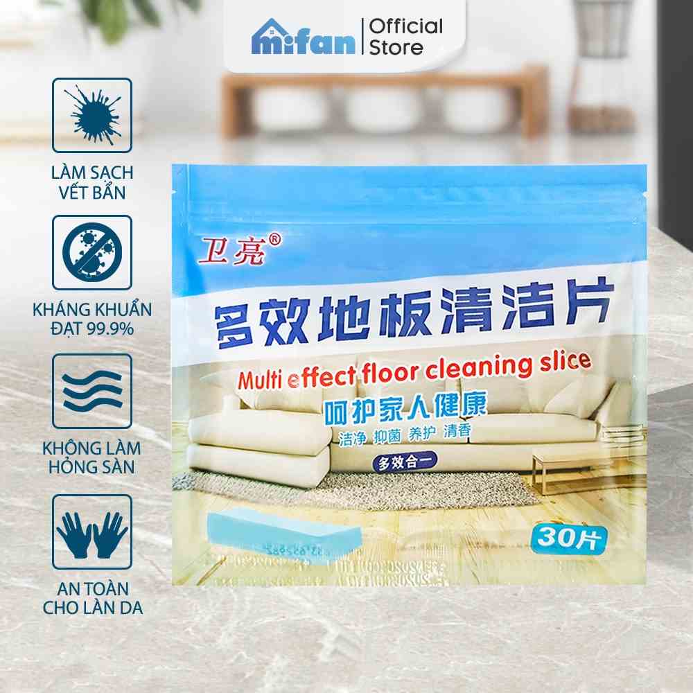 Gói 30 Miếng Lau Sàn Nhà Cao Cấp MIFAN - Hoà tan trong nước, Công nghệ Enzyme diệt khuẩn, làm sạch nhanh, hương hoa thơm