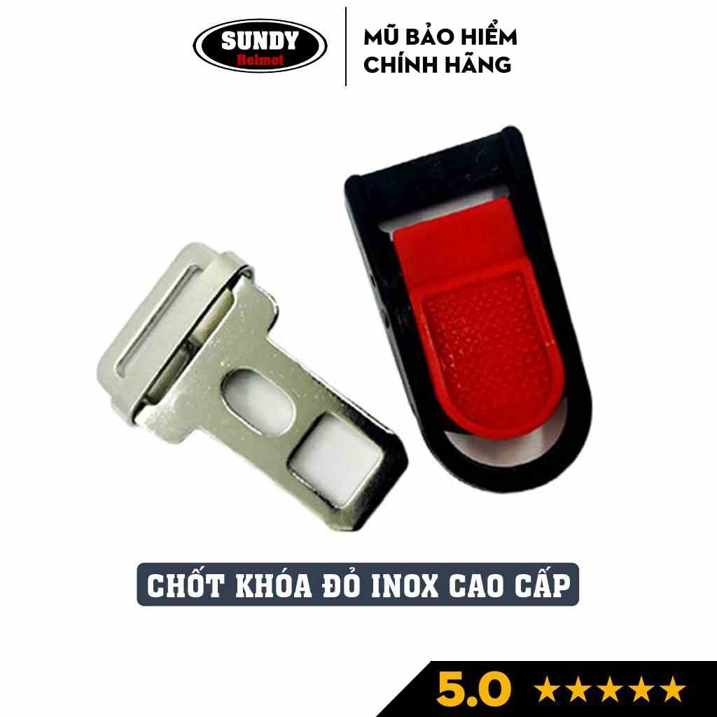 Bộ khóa cài, chốt cài quai nón mũ bảo hiểm SUNDY bằng inox bền đẹp, chắc chắn, an toàn