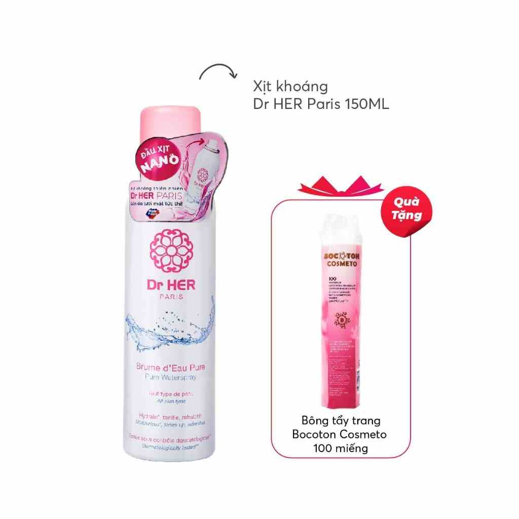 [Quà tặng bông trong deal sốc] Xịt khoáng làm dịu da Dr Her Paris - 150ml