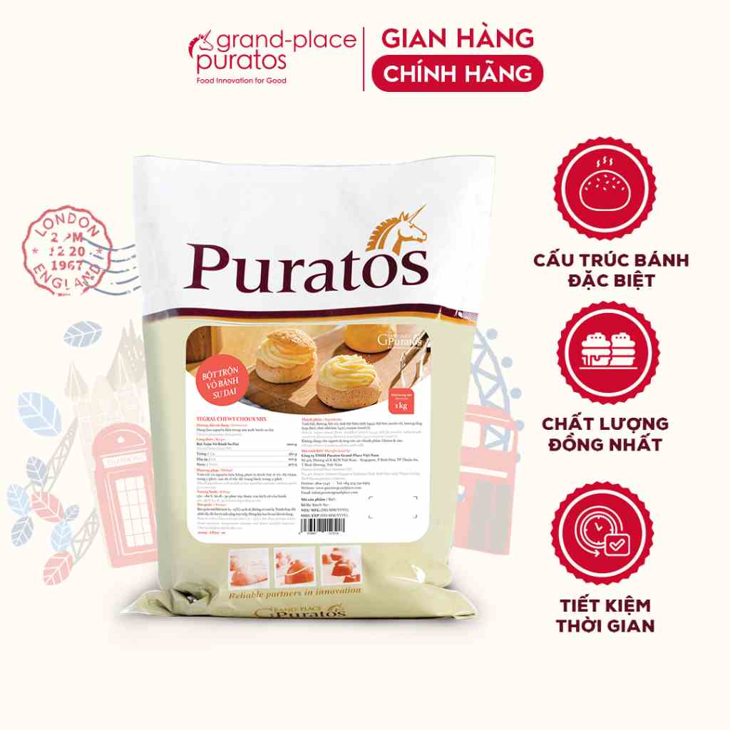 Bột Trộn Vỏ Bánh Su Dai Puratos Grand-Place VN-1kg-IM-TEGR-34