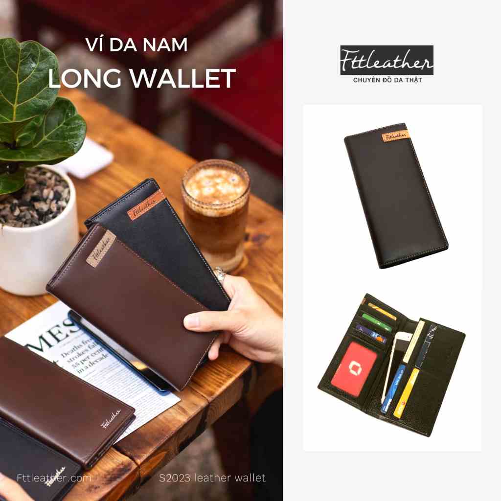 Ví da nam FttLeather đan viền thủ công (Nâu Cafe) - 8039CF