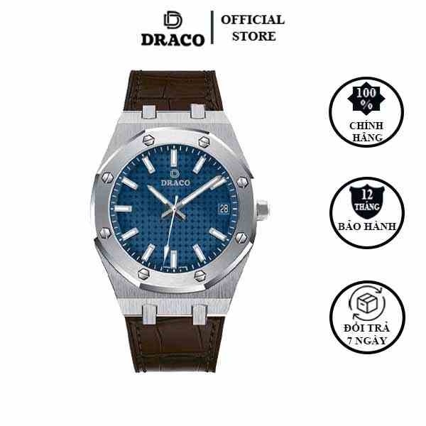 Đồng hồ nam Draco D22-DR04 “Revolution Watch” xanh kết hợp chất liệu dây da bò màu nâu - thời trang nam thể thao