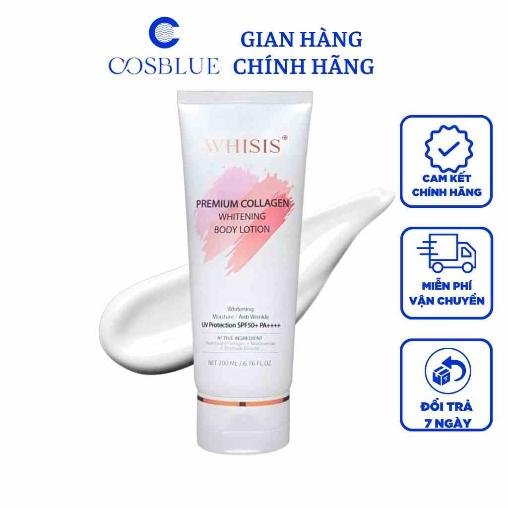 Kem Dưỡng Thể Trắng Da Chống Nắng, Nâng Tone WHISIS Premium Collagen Whitening Body Lotion 200ml