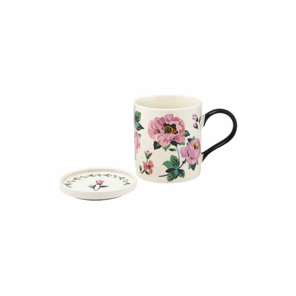 [Mã BMLTB200 giảm đến 100K đơn 499K] Ly/Rosie Lidded Fine China Mug - Archive Rose - Cream/Pink