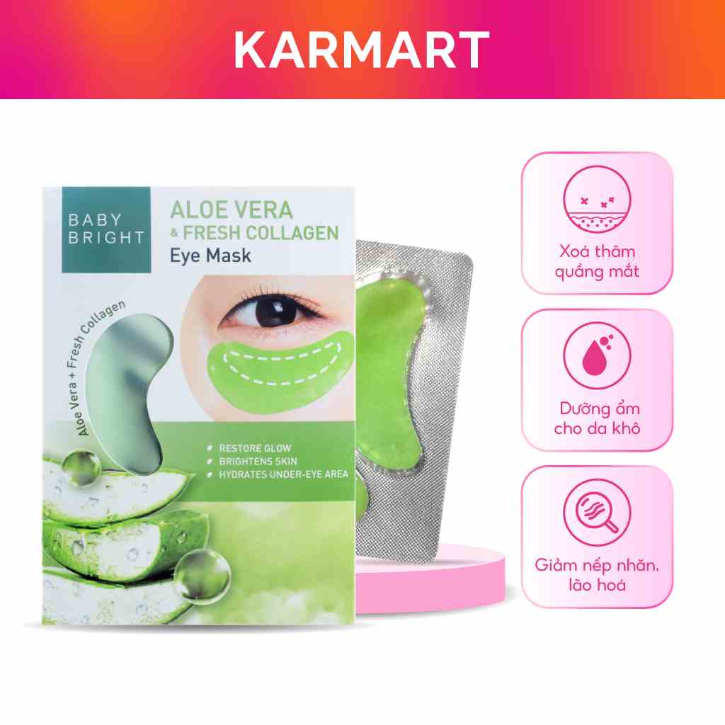 Combo 4 Mặt Nạ Giảm Thâm Quầng Mắt Baby Bright Aloe Vera & Fresh Collagen Eye Mask 5g ( 2 miếng )