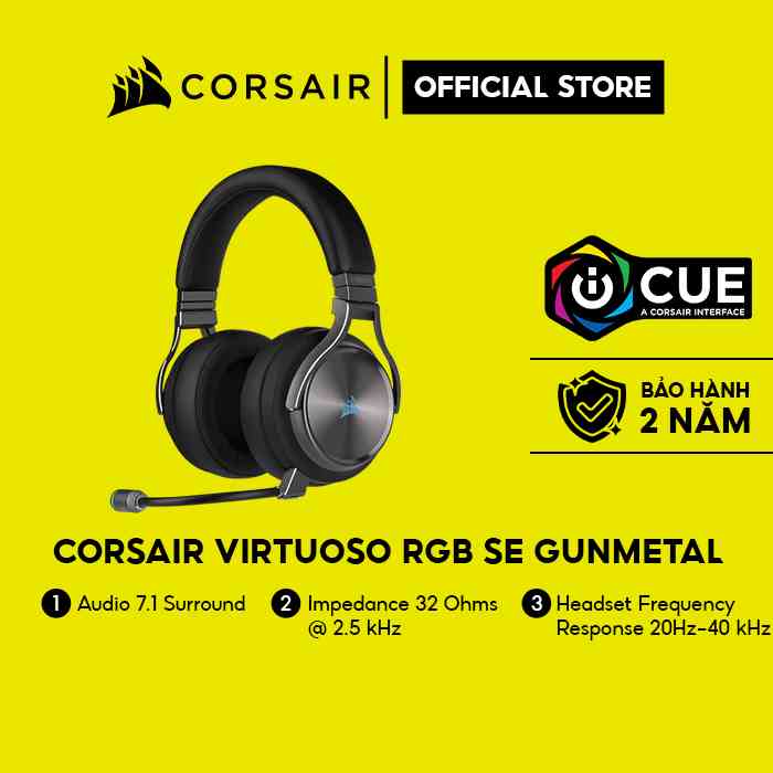 [Mã ELCL7 giảm 7% đơn 300K] Tai nghe Corsair Virtuoso RGB SE Gunmetal CA-9011180-AP