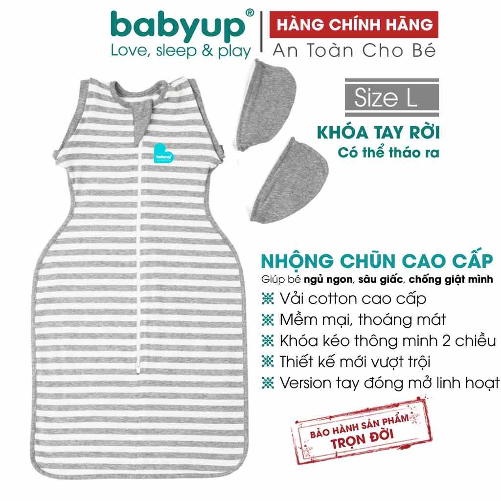 Nhộng chũn cho bé cao cấp Babyup. Giúp bé ngủ ngon, sâu giấc, chống giật mình - Nhộng ngủ Vải cotton co giãn 4 chiều