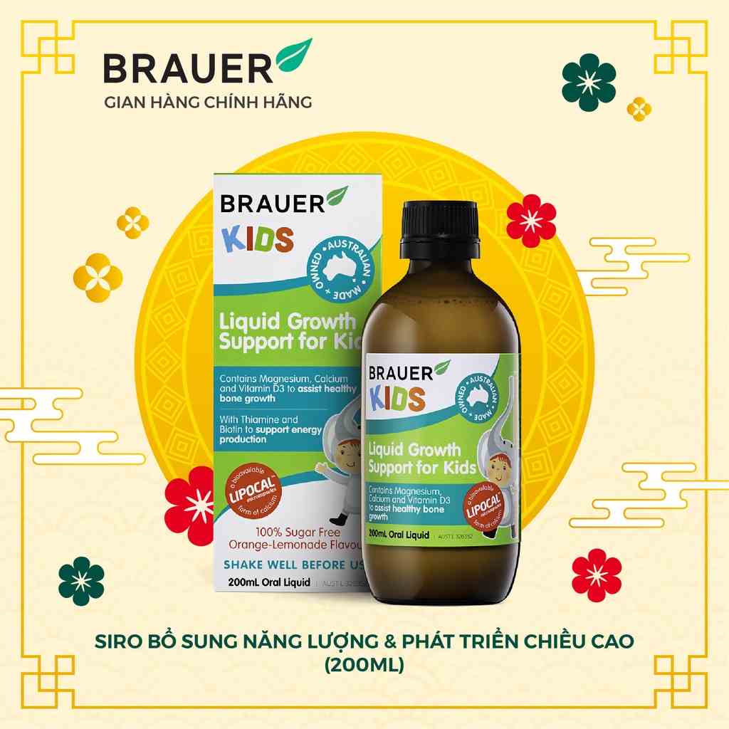 Siro BRAUER Growth Support for Kids - Hỗ trợ Phát triển Chiều Cao cho trẻ từ 1 tuổi (200ml)